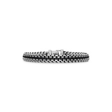 David Yurman Men's Woven Box Chain Bracelet in Sterling Silver with Nylon, 10mm, Main, color, Black