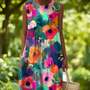 Sleeveless Round Neck Loose...