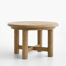 View Breckenridge 48"-66" Weathered Rustic Oak Wood Round Extendable Dining Table - image 1 of 8