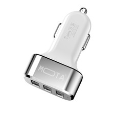 Mota White High Speed 3 Port USB Car Charger