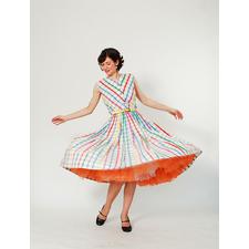50s Dress - 1950s Dress - Candy Stripe Plaid