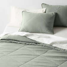 View Aire Natural EUROPEAN FLAX ™-Certified Linen Shadow Sage Green King Quilt - image 1 of 6