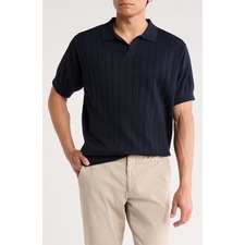 Frey's Crescent Rib Cotton Sweater Polo 