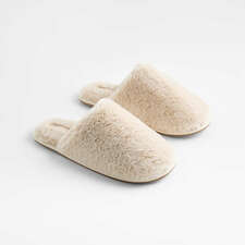 View Small Faux Fur Calm Beige Slippers - image 1 of 4
