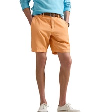 Classic Fit Flat Front Linen &amp; Cotton Blend Chino Shorts, Main, color, Poppy
