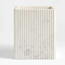 View Carmen Fluted White Marble Trash Can - image 1 of 3