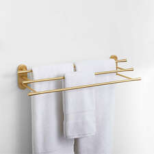 View Tapered Brushed Brass Wall-Mounted Bathroom Towel Rack - image 1 of 2