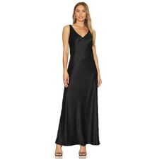 Vince V-neck Maxi Slip Dress in Black | REVOLVE