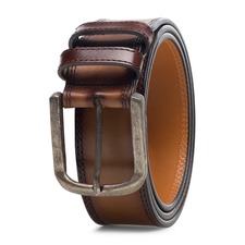 Magnanni Wayne Burnished Leather Belt, Main, color, Tabaco