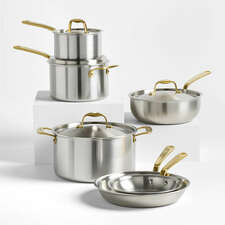 View Made In Stainless Clad 10-Piece Cookware Set with Antique Brass Hardware - image 1 of 12