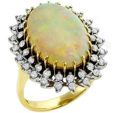 Opal Diamond Gold Cocktail Ring 