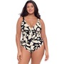 Banded Plunge V-Neck One Piece Swimsuit 