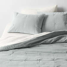 View Organic Cotton Linen Velvet Mist Blue King Quilt - image 1 of 8