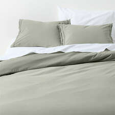 View Favorite Washed Organic Cotton Shadow Sage Green Eyelash King Duvet Cover - image 1 of 14