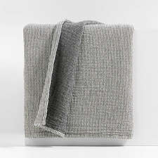 View Reversible Stripe Gauze 80"x80" Ink Black and Arctic Ivory Bed Blanket - image 1 of 4