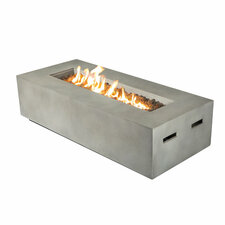 Rashid Rectangle Fire Pit Table, Natural Concrete, 15" H x 56" W x 24" D
