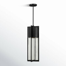 Bandit Seeded Outdoor Metal Pendant, Black, 24.5" H x 8.25" W, Incandescent