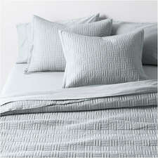 View Serene Washed Organic Cotton Sateen Classic Stitch Light Mist Blue King Quilt - image 1 of 7