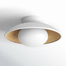 Jason Single Light Glass Flush Mount, White Lustro, 6.75'' H x 14'' W x 14'' D