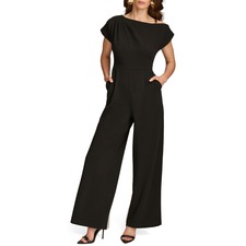 Caddy Cold Shoulder Crepe Jumpsuit, Main, color, Black