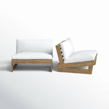 Louise Acacia Outdoor Armless Lounge Chair , Sunbrella® Cushions Included, Teak Frame/White Cushion
