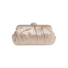  Concord Pleated Satin Frame Clutch, Main, color, Champagne Satin