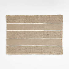 View Jacquard Stripe Taupe and Crisp White Bath Mat 24"x36" - image 1 of 6