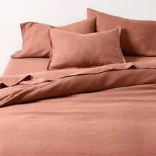 View Aire Natural EUROPEAN FLAX ™-Certified Linen Copper Queen Bed Sheet Set - image 3 of 7