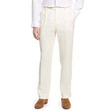 Pleat Front Linen Pants, Main, color, Stone