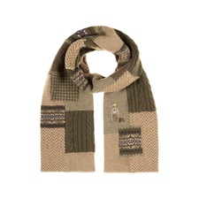 Polo Ralph Lauren Charles Bear Patchwork Wool Blend Scarf, Main, color, Brown Multi