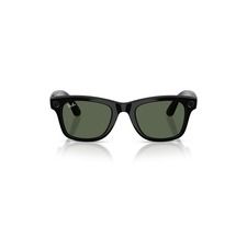 Ray-Ban Meta Wayfarer 50mm Square AI Sunglasses, Main, color, Shiny Black / Green