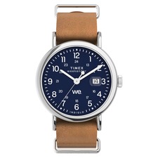Timex® Weekender Leather Strap Watch, 40mm, Main, color, Brown