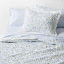 View Celeste Cotton Light Blue Floral King Quilt - image 1 of 9