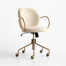 View Luna Ivory Boucle Upholstered Office Chair - image 1 of 8