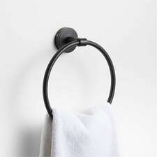 View Modern Flat-End Matte Black Bathroom Hand Towel Ring - image 1 of 2