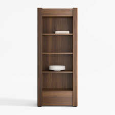 View Siena 34" Walnut Wood 4-Shelf Storage Bookcase with Drawer - image 1 of 16