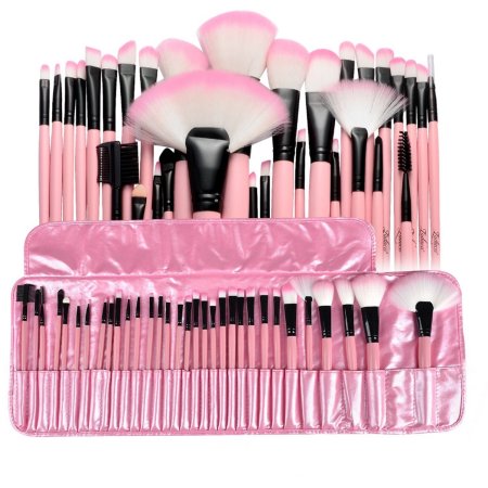Zodaca 32 pcs Makeup Brushes Superior Kit Set Powder Foundation Eye shadow Eyeliner Lip with Pink Cosmetic Pouch Bag