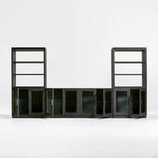 View Calypso 144" Black Wood Media Console Set with Glass Door Bookcase - image 4 of 9