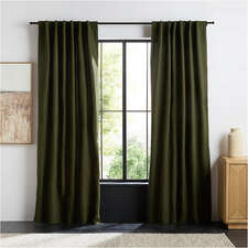 View Burnt Green EUROPEAN FLAX ™-Certified Linen Window Curtain Panel 52"x84" - image 1 of 8