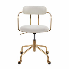 Swivel Office Chair, Cream Velvet, Gold