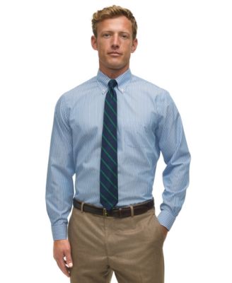 Men's Regular Fit Non-Iron Thin Stripe Dress Shirt