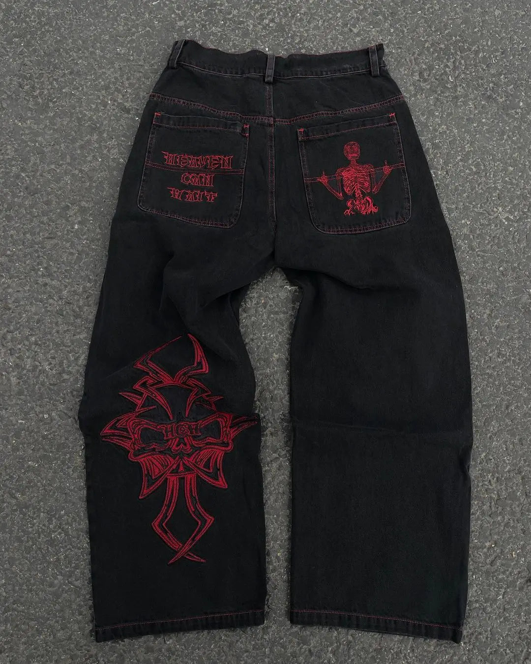 Jeans Mens Hip Hop Retro Sk...