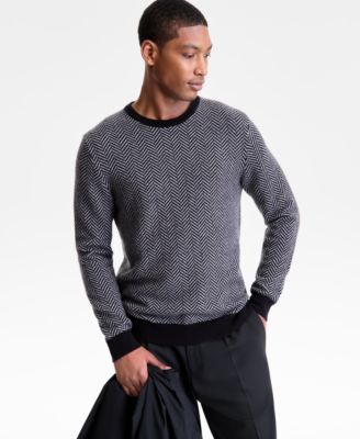 Men's Regular-Fit Herringbone Cashmere Sweater
