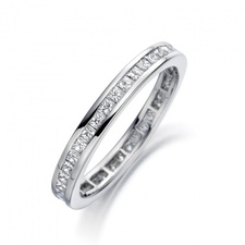 Platinum Diamond Set Wedding Ring - Princess Cut 