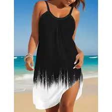 Sleeveless Print Casual Dress Summer Dress for Holiday Women Clothing