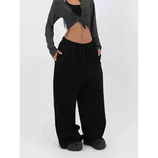Y2K Baggy Pants Pocket Elastic Waist Oversized Wide Leg Pant Casual Streetwear