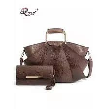 Large Capacity Leather Purse Metal Top Handle Handbags Crossbody Large Tote Bag