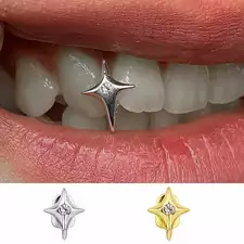 Cute CZ Stone Star Teeth Grillz Braces Gold Color Y2K Elegant Shiny Zircon Tooth Caps