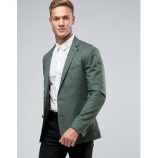  Skinny Blazer in Washed Cotton in Green