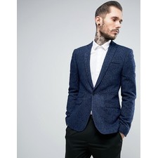 Super Skinny Texture Blazer In Navy